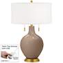 Mocha Toby Brass Accents Table Lamp with Dimmer