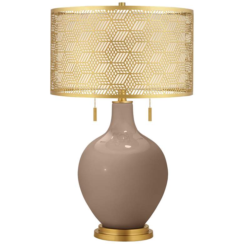 Image 1 Mocha Toby Brass Metal Shade Table Lamp