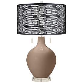 Image1 of Mocha Toby Table Lamp With Black Metal Shade