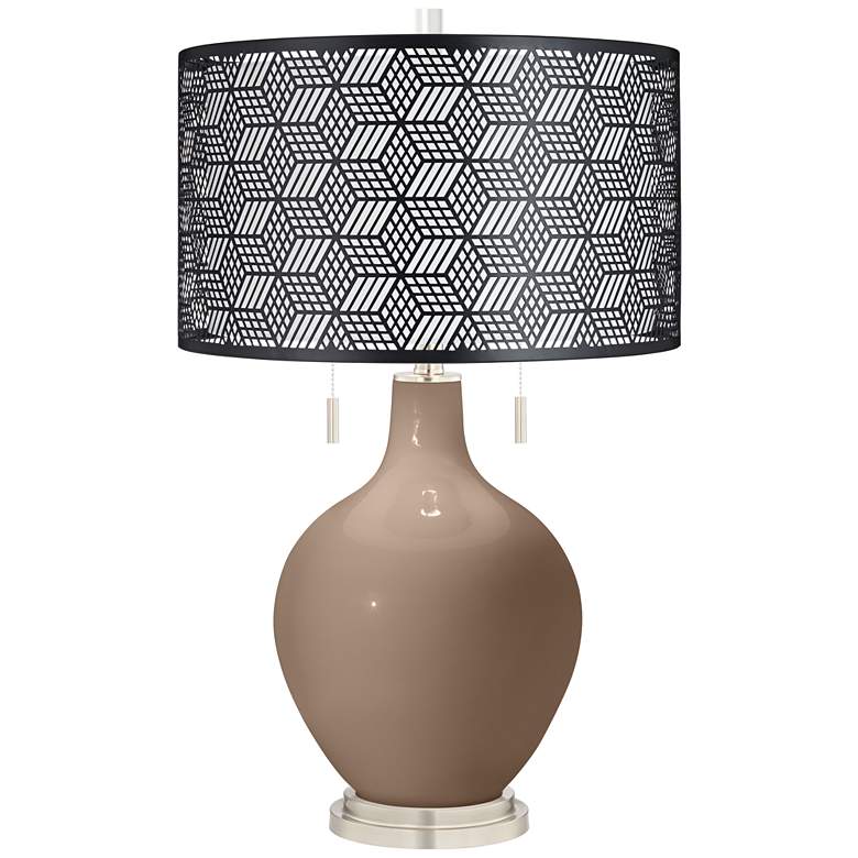 Image 1 Mocha Toby Table Lamp With Black Metal Shade