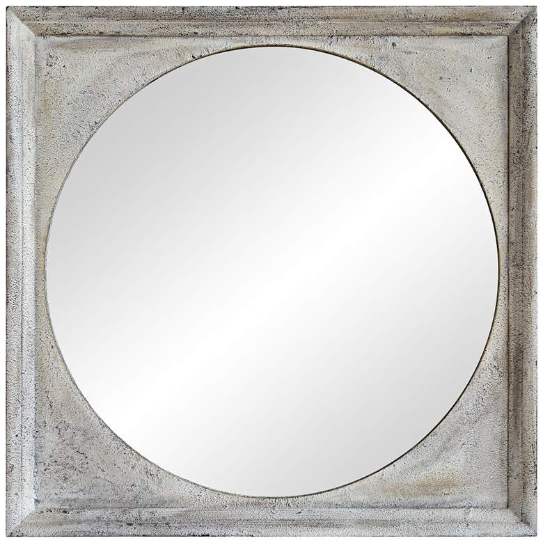 Image 1 Mock Textured Off-White Plaster 30 inch Square Wall Mirror
