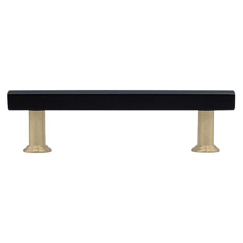 Image 1 Mod Matte Black and Satin Brass Metal 5" Wide Cabinet Pull
