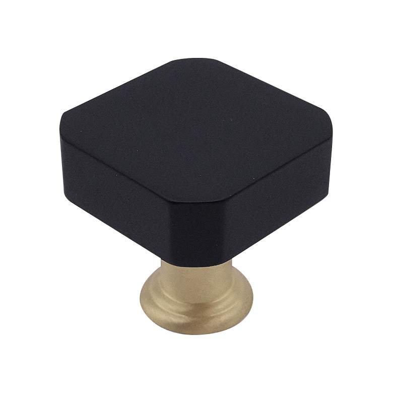 Image 1 Mod Matte Black Satin Brass Metal 1 1/4" Wide Cabinet Knob