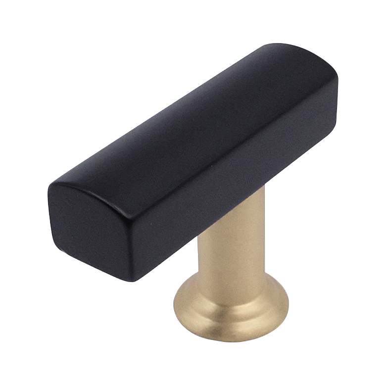 Image 1 Mod Matte Black Satin Brass Metal 1 3/4" Wide Cabinet T-Knob