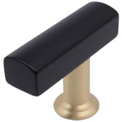 Mod Matte Black Satin Brass Metal 1 3/4" Wide Cabinet T-Knob