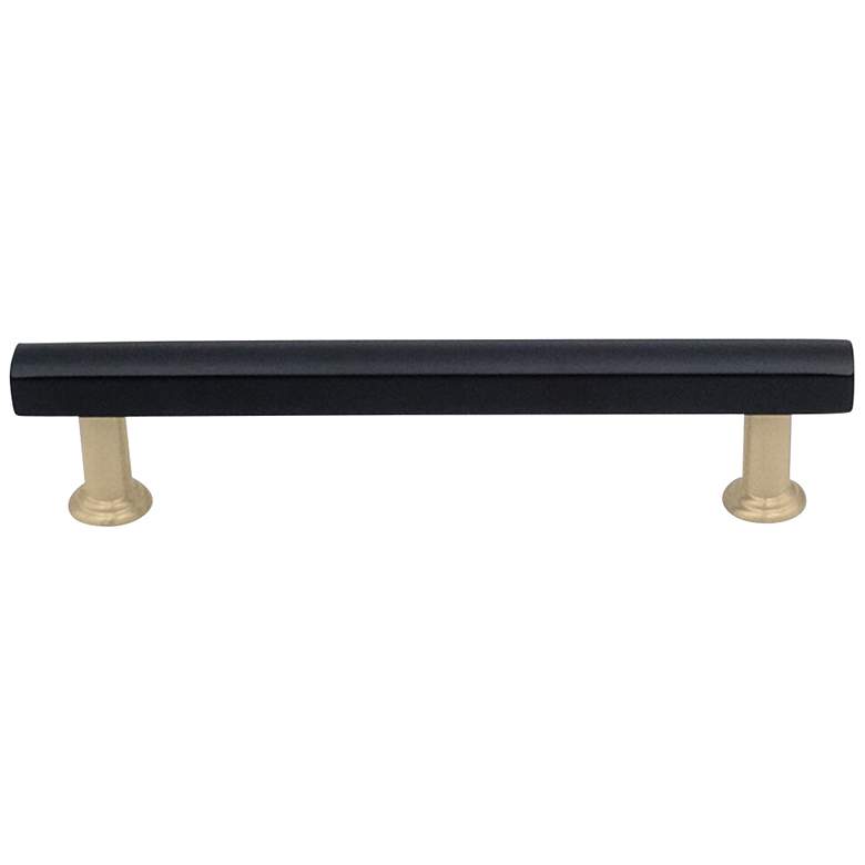 Image 1 Mod Matte Black Satin Brass Metal 6 1/4" Wide Cabinet Pull