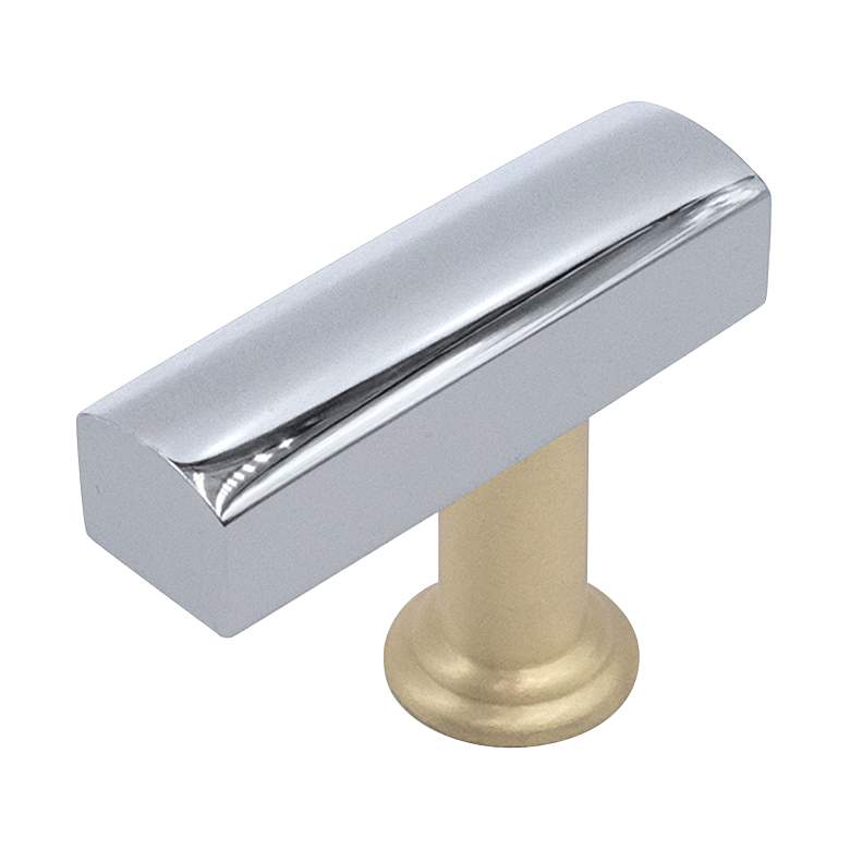 Image 1 Mod Polished Chrome, Satin Brass 1 3/4" Wide Cabinet T-Knob
