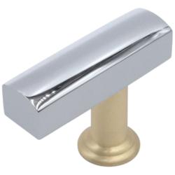 Mod Polished Chrome, Satin Brass 1 3/4" Wide Cabinet T-Knob