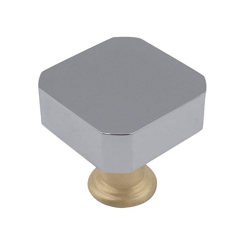 Image 1 Mod Polished Chrome Satin Brass Metal 1 1/4"W Cabinet Knob