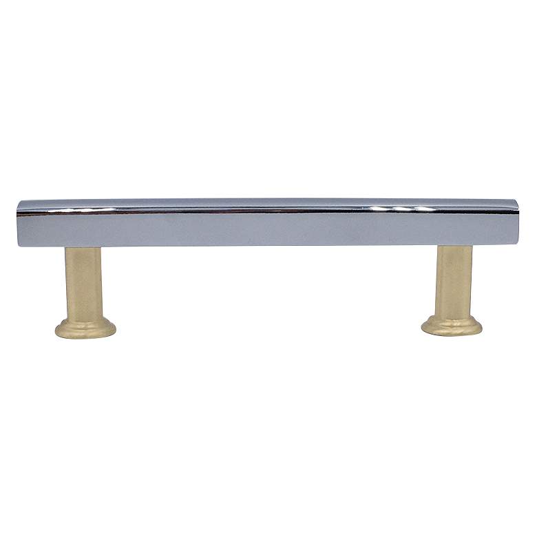 Image 1 Mod Polished Chrome Satin Brass Metal 5" Wide Cabinet Pull