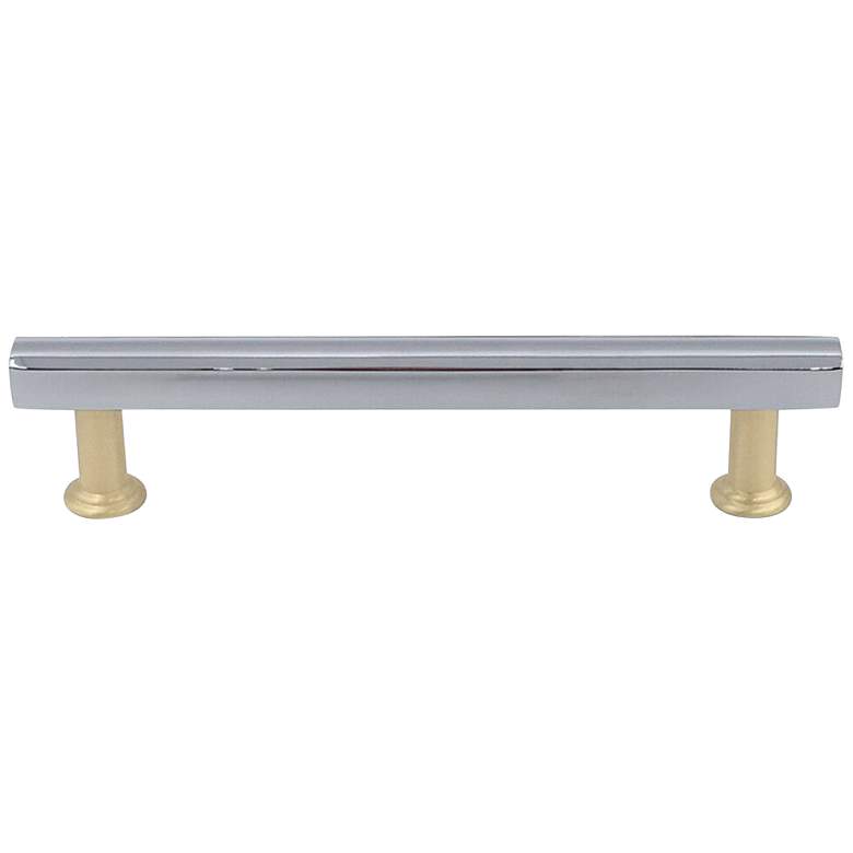Image 1 Mod Polished Chrome Satin Brass Metal 6 1/4"W Cabinet Pull