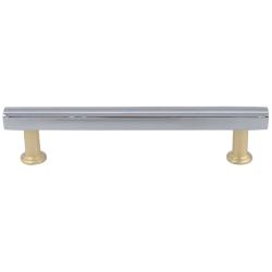 Mod Polished Chrome Satin Brass Metal 6 1/4"W Cabinet Pull