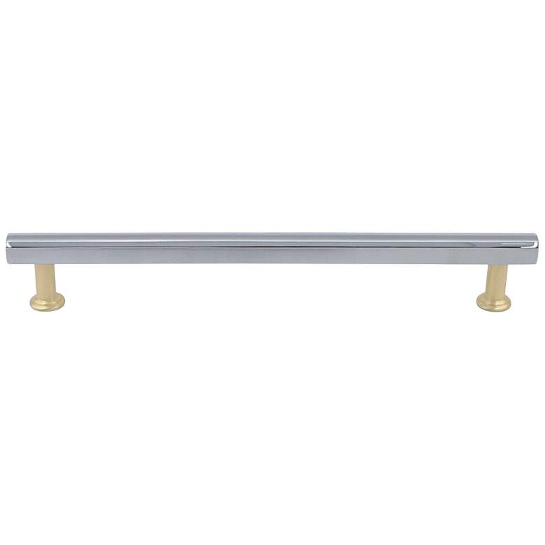 Image 1 Mod Polished Chrome Satin Brass Metal 9 1/4"W Cabinet Pull
