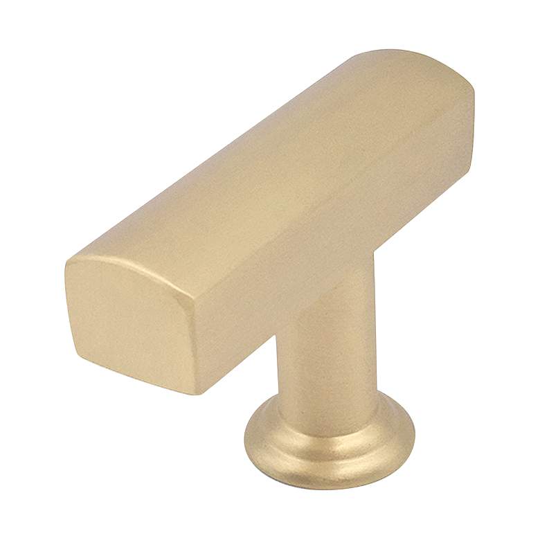 Image 1 Mod Satin Brass Metal 1 3/4" Wide Cabinet T-Knob