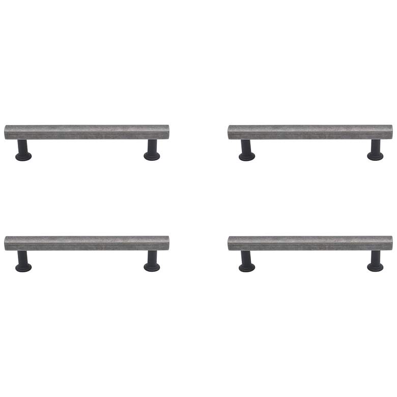 Image 1 Mod Weathered Nickel Matte Black Metal 6 1/4"W Cabinet Pull Set of 4