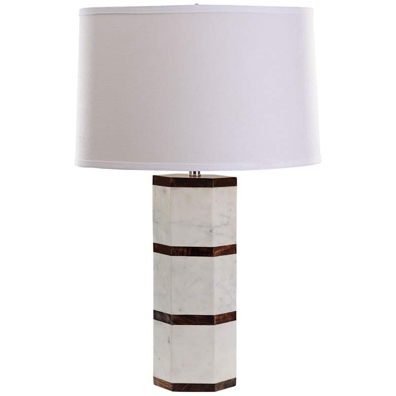 Image 1 Mod White Marble and Sheesham Wood Table Lamp
