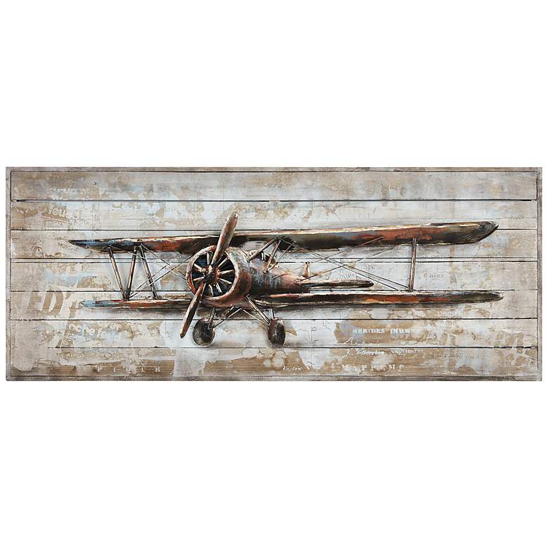 Image 2 Model Airplane 60" Wide Metal Dimensional Wall Art