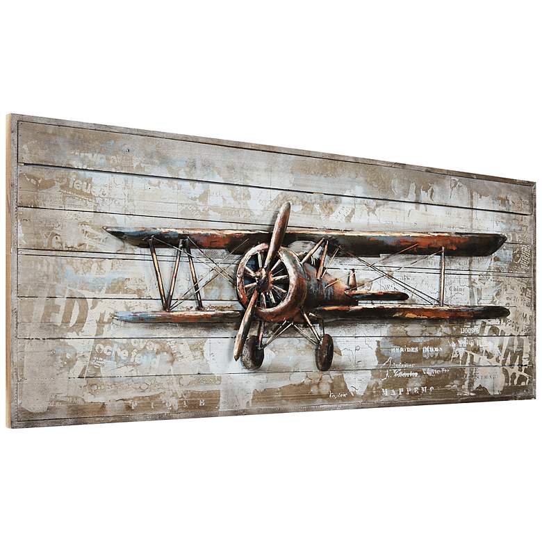 Image 5 Model Airplane 60" Wide Metal Dimensional Wall Art more views