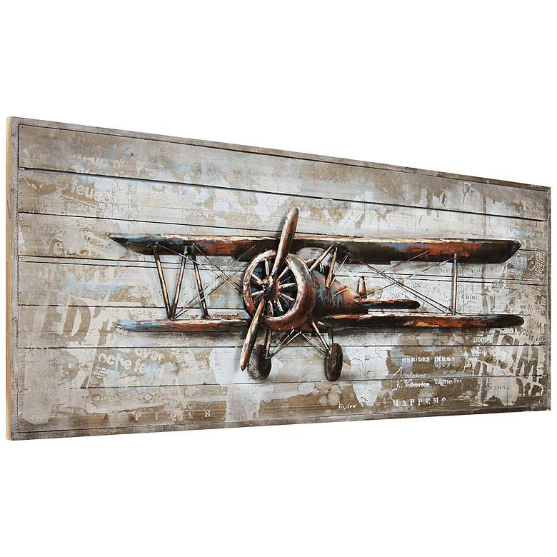 Image 5 Model Airplane 60 inch Wide Metal Dimensional Wall Art more views