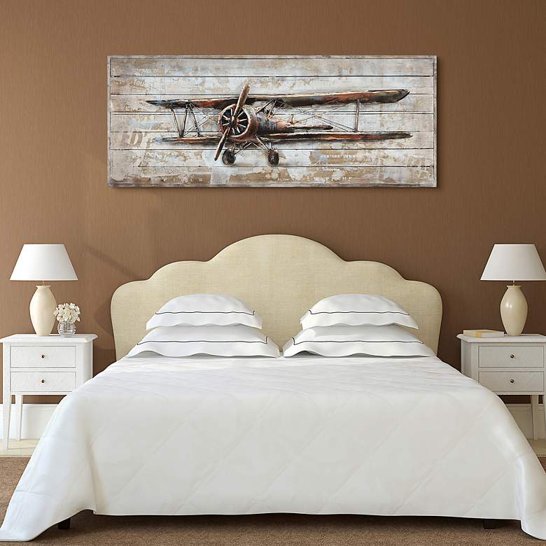 Image 6 Model Airplane 60 inch Wide Metal Dimensional Wall Art more views