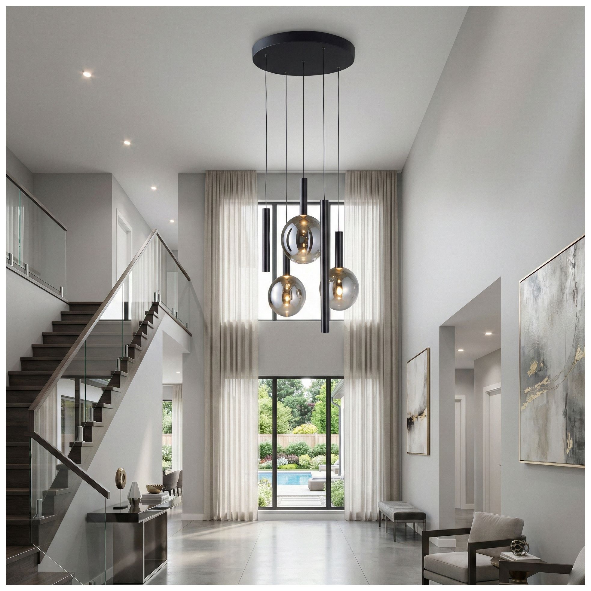 Image 5 Modella 21" Wide 5-Light Black Pendant more views