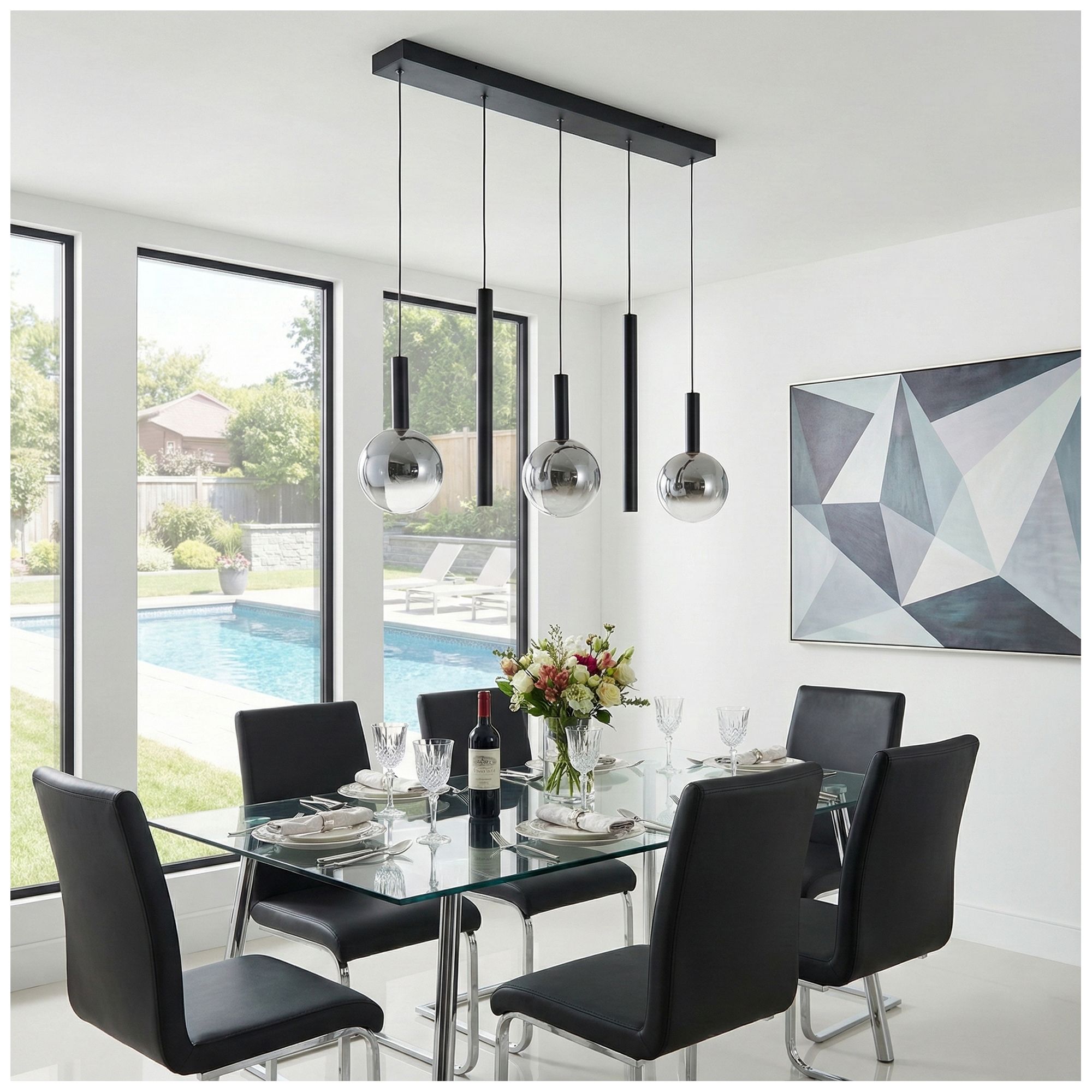Image 5 Modella 39" Wide 5-Light Black Pendant more views