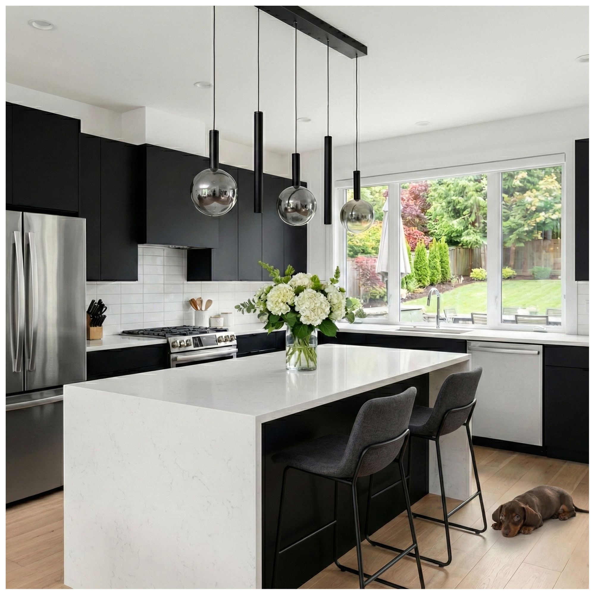 Image 6 Modella 39" Wide 5-Light Black Pendant more views