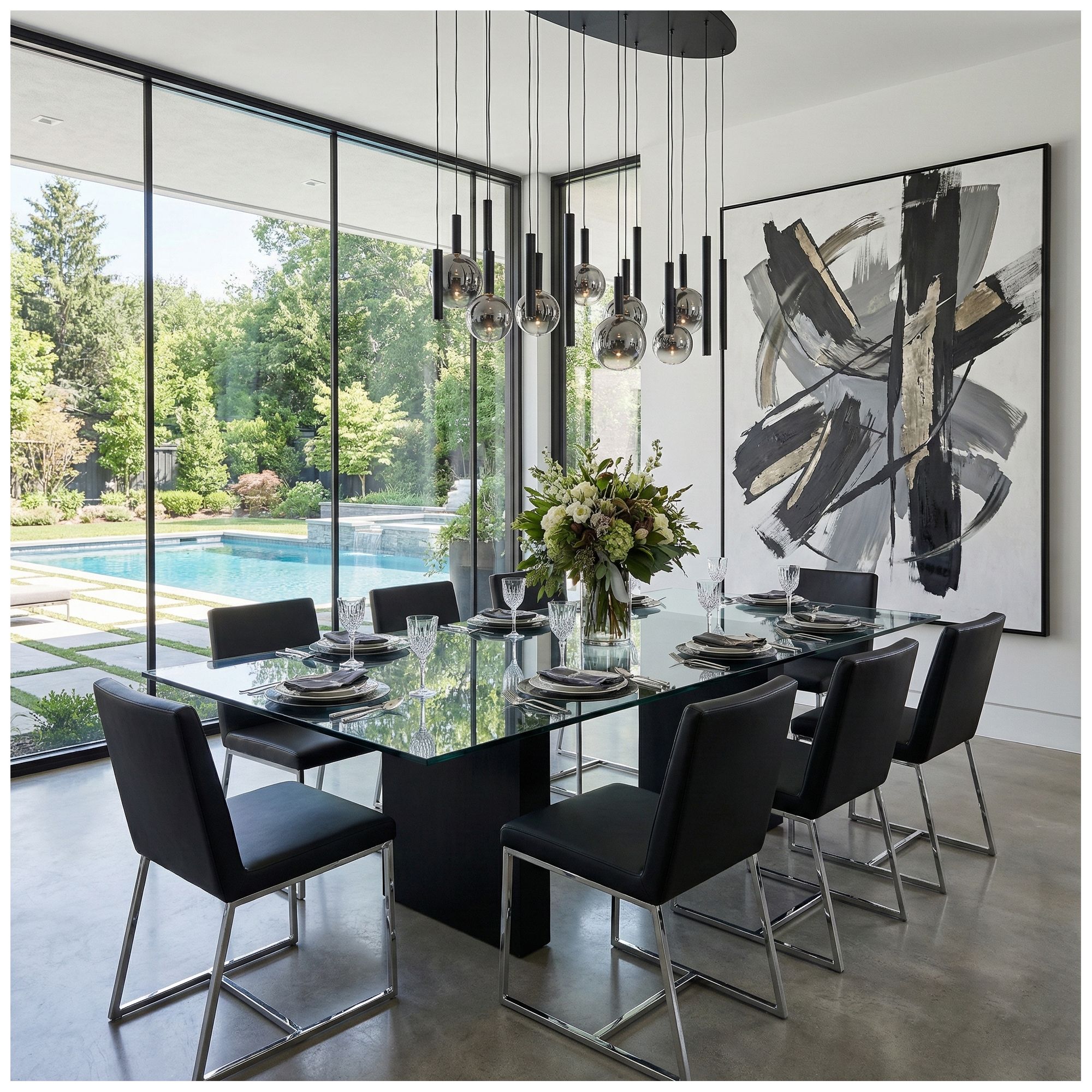 Image 5 Modella 55" Wide 14-Light Black Pendant more views