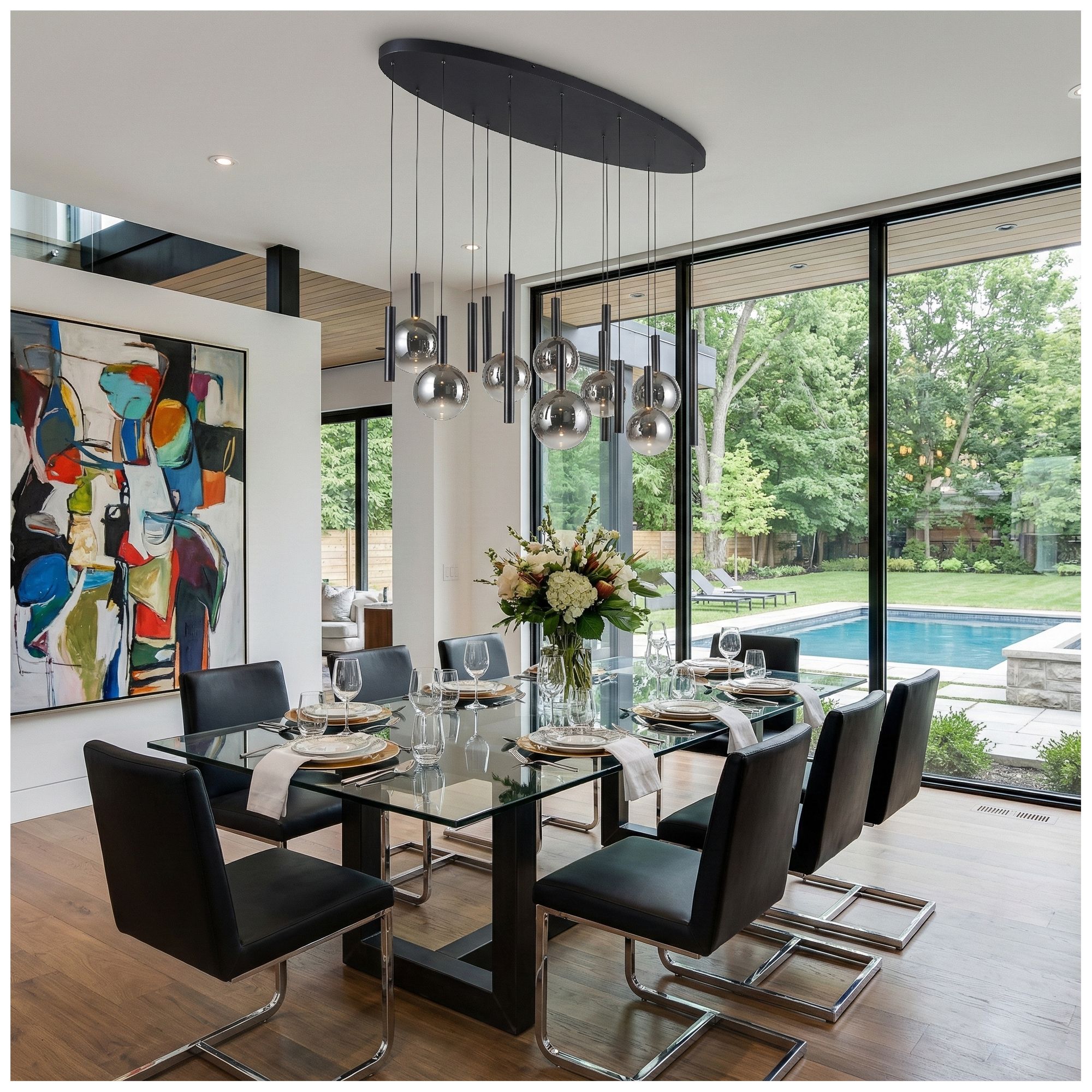 Image 6 Modella 55" Wide 14-Light Black Pendant more views