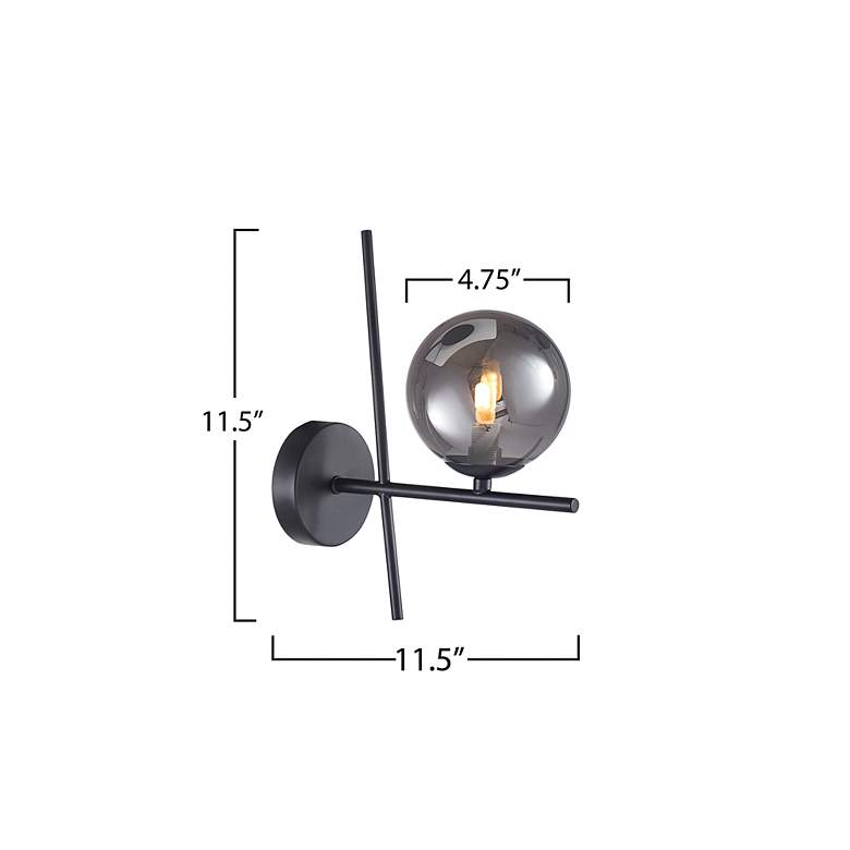Image 4 Modena 11.5" High Black Wall Sconce With Smoke Glass Shade more views