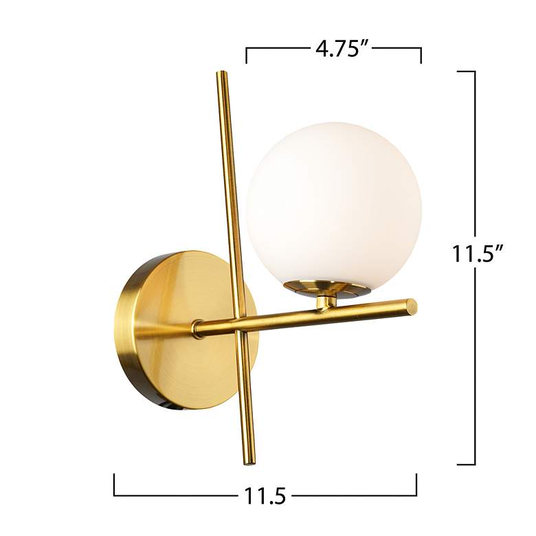 Image 3 Modena 11.5" High Plated Brushed Brass Wall Sconce With White Glass Sh more views