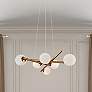 1_Modena 28"W 6-Light Plated Brushed Brass Chandelier w/ White Glass Sha