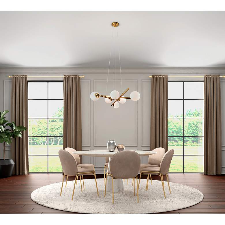 Image 3 Modena 28"W 6-Light Plated Brushed Brass Chandelier w/ White Glass Sha more views