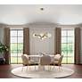 3_Modena 28"W 6-Light Plated Brushed Brass Chandelier w/ White Glass Sha more views