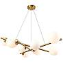 1_Modena 31"W 9-Light Plated Brushed Brass Chandelier w/ White Glass Sha