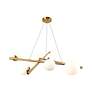 2_Modena 31"W 9-Light Plated Brushed Brass Chandelier w/ White Glass Sha more views