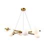 3_Modena 31"W 9-Light Plated Brushed Brass Chandelier w/ White Glass Sha more views