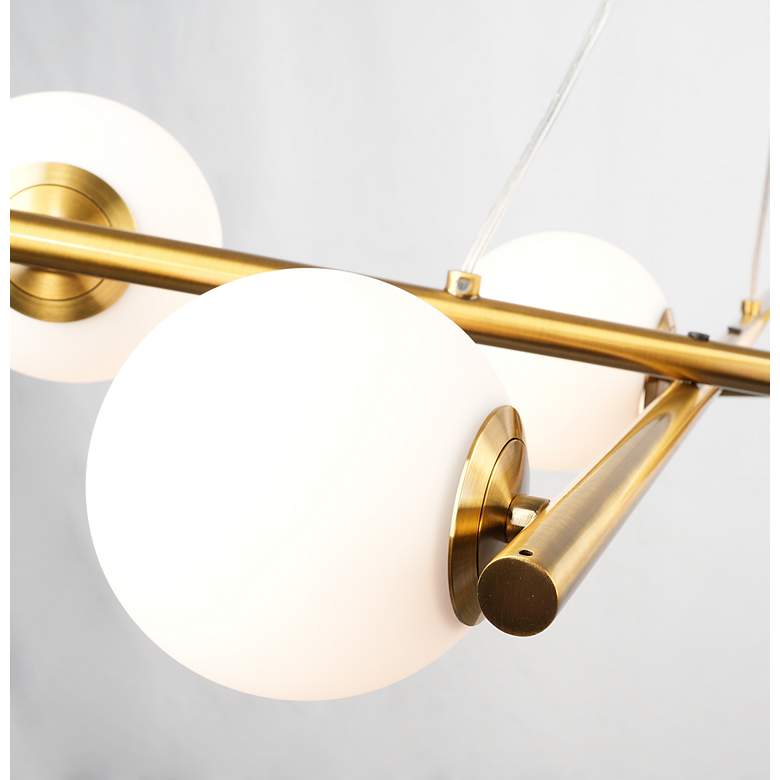 Image 5 Modena 31"W 9-Light Plated Brushed Brass Chandelier w/ White Glass Sha more views