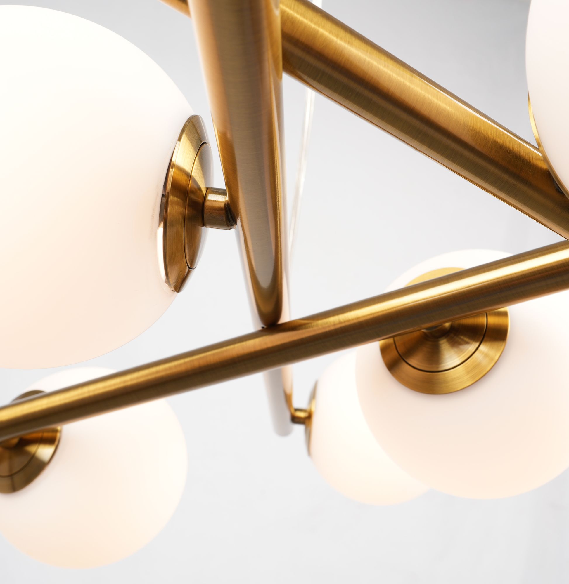 Image 6 Modena 31"W 9-Light Plated Brushed Brass Chandelier w/ White Glass Sha more views