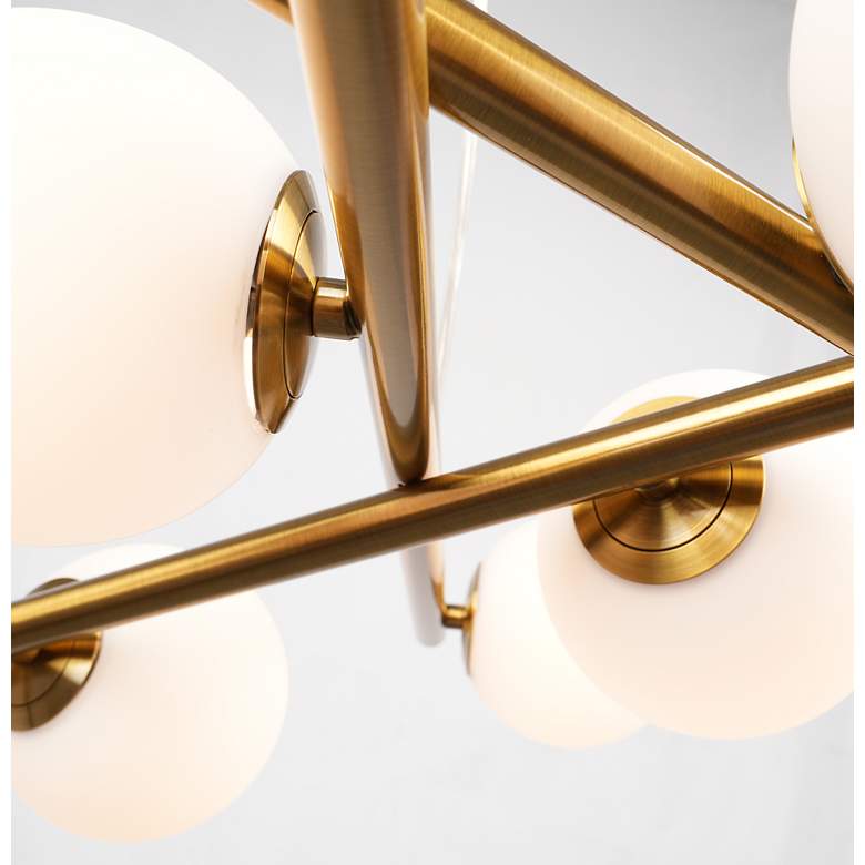 Image 6 Modena 31"W 9-Light Plated Brushed Brass Chandelier w/ White Glass Sha more views