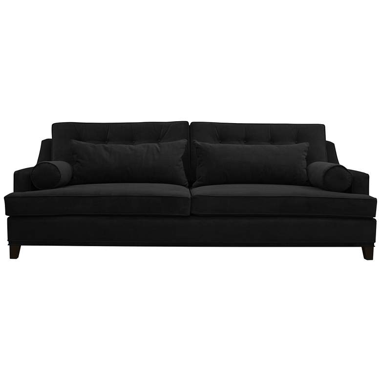 Image 1 Modena Large 108 inch Wide Black Velvet Tufted Sofa
