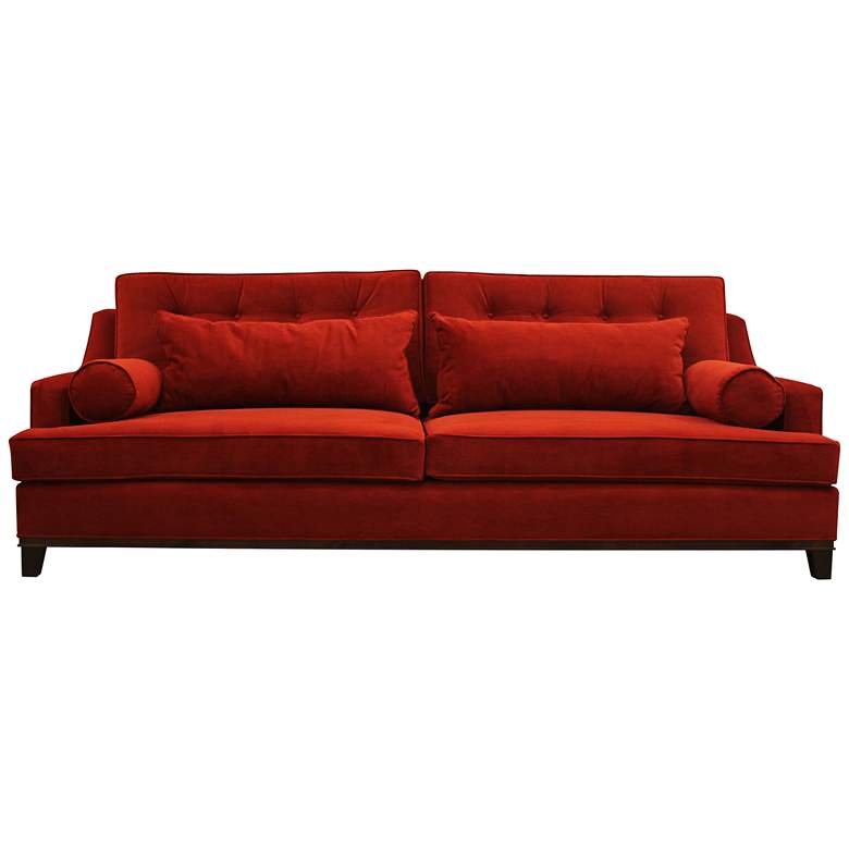 Image 1 Modena Large 108 inch Wide Red Velvet Tufted Sofa