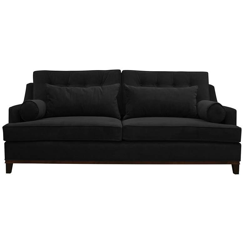 Image 1 Modena Small 88&#8221; Wide Black Velvet Tufted Sofa