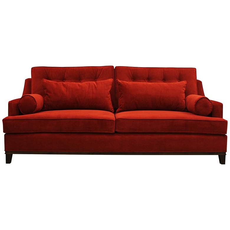 Image 1 Modena Small 88 inch Wide Red Velvet Tufted Sofa