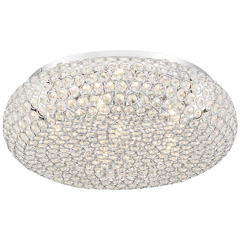 Modern 15 1/2 inch Wide Round Crystal and Chrome LED Ceiling Light