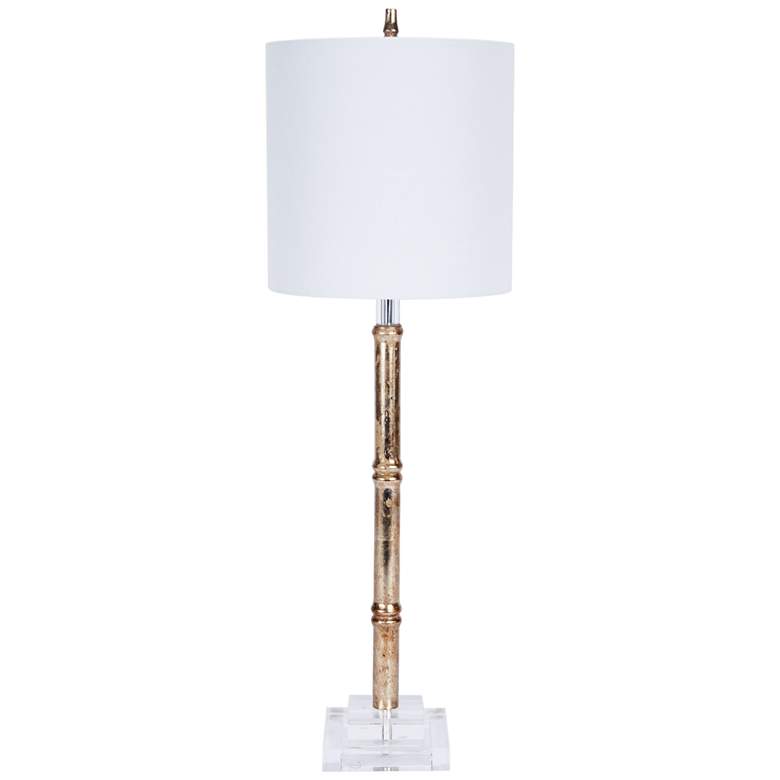 Image 1 Modern 31" Distressed Gold and Silver Faux Bamboo Buffet Table Lamp