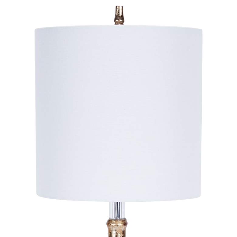 Image 2 Modern 31" Distressed Gold and Silver Faux Bamboo Buffet Table Lamp more views