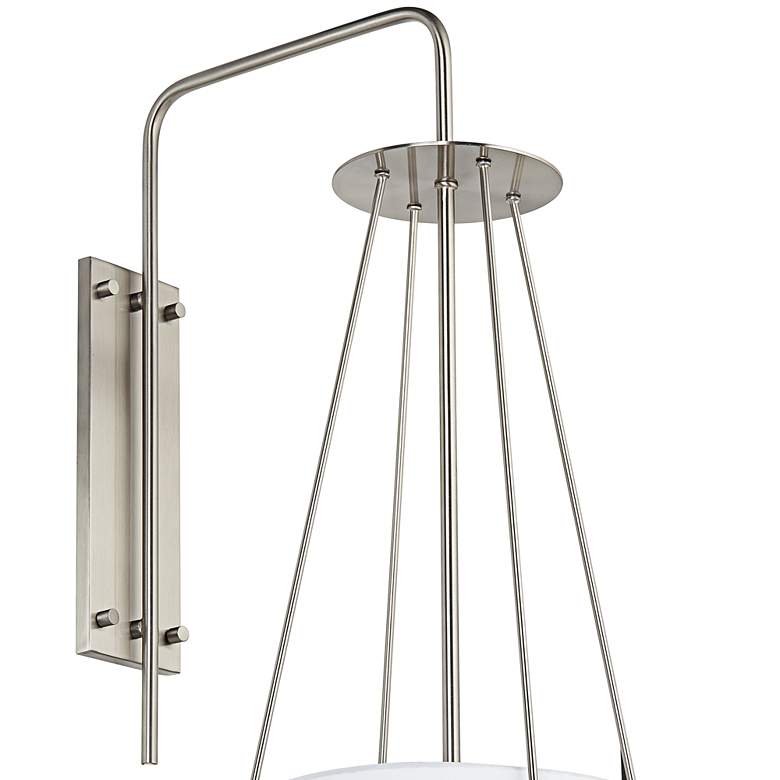 Modern 32 inch High Brushed Nickel and Linen Shade Plug-In Wall Sconce more views