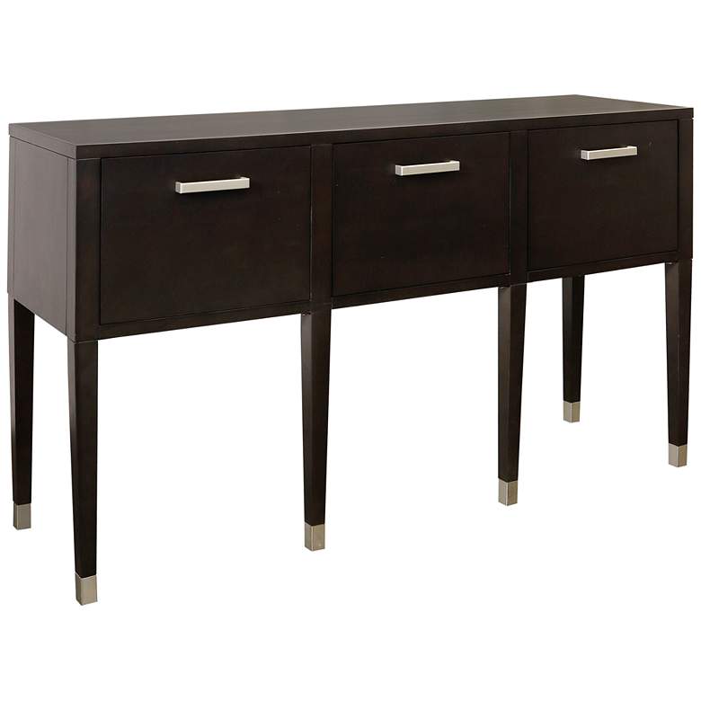 Image 1 Modern 56 inch Wide Dark Brown Three Drawer Console Table