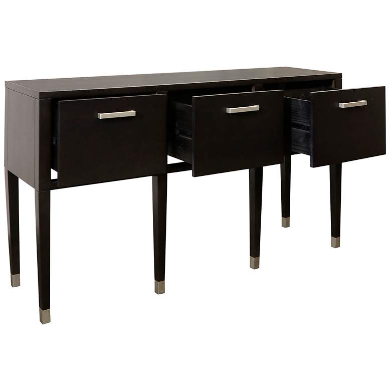 Image 3 Modern 56" Wide Dark Brown Three Drawer Console Table more views